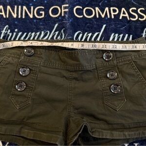 Express Women's Army Green Button-Detail Shorts